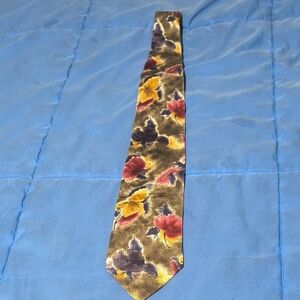 Bill Blass Floral Tie - Gold and Red
